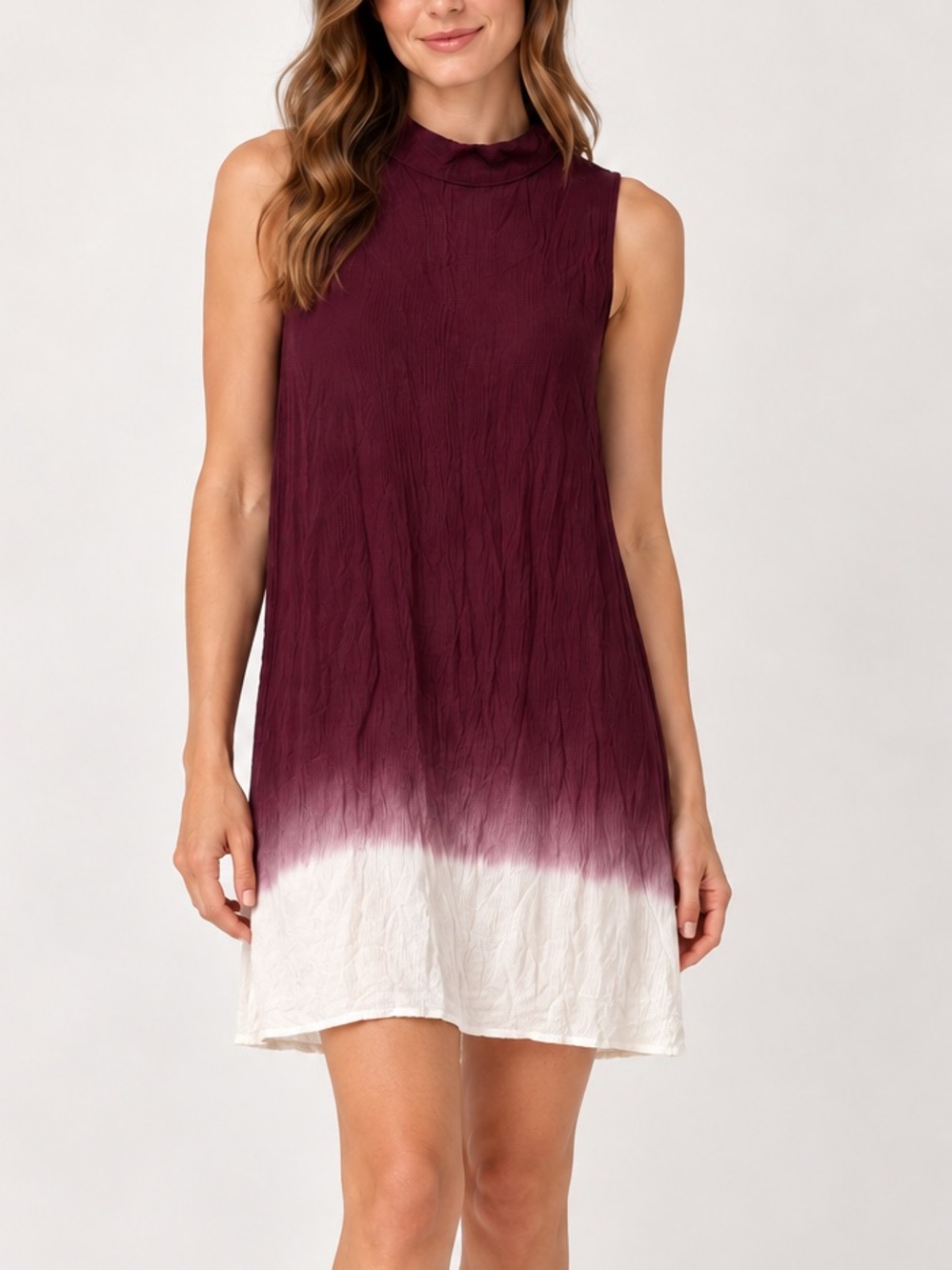 Altar’d State Maroon Ombre Mock Neck Shift Dress